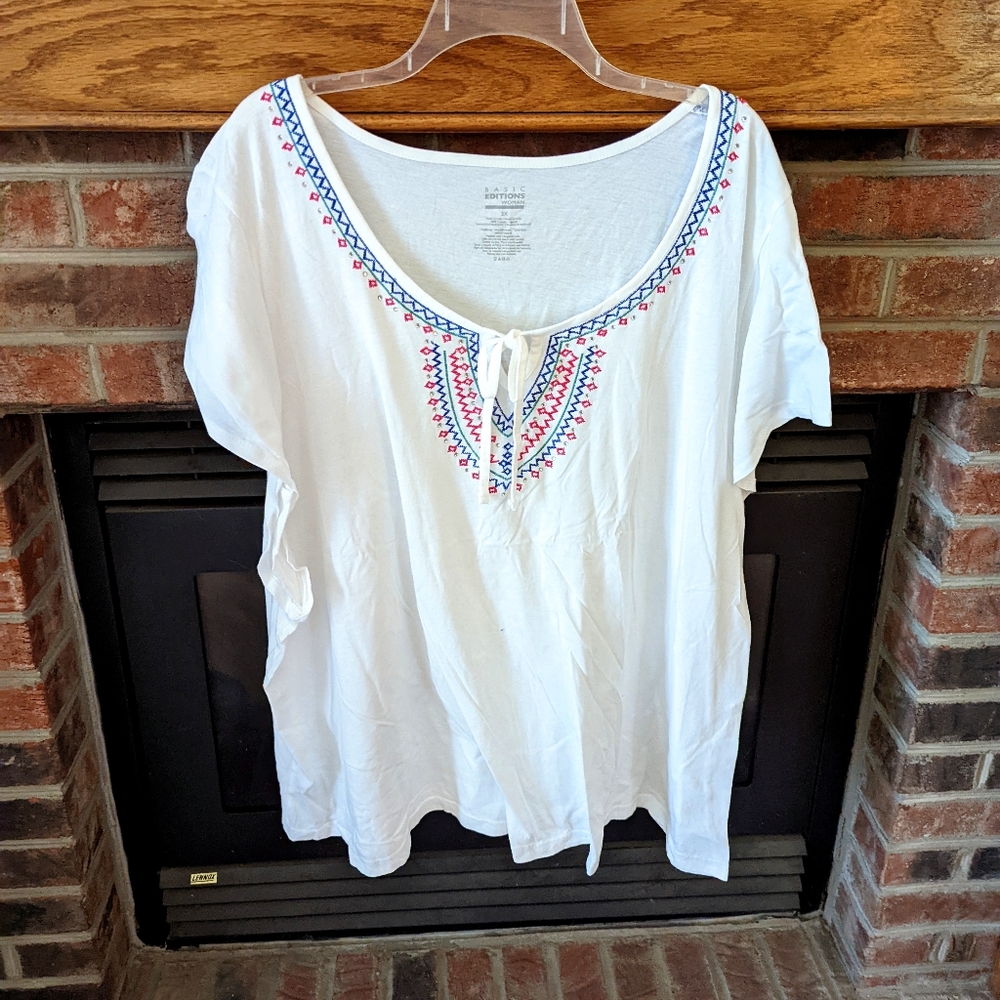 Basic editions brand new with tags white top women's plus size 2x